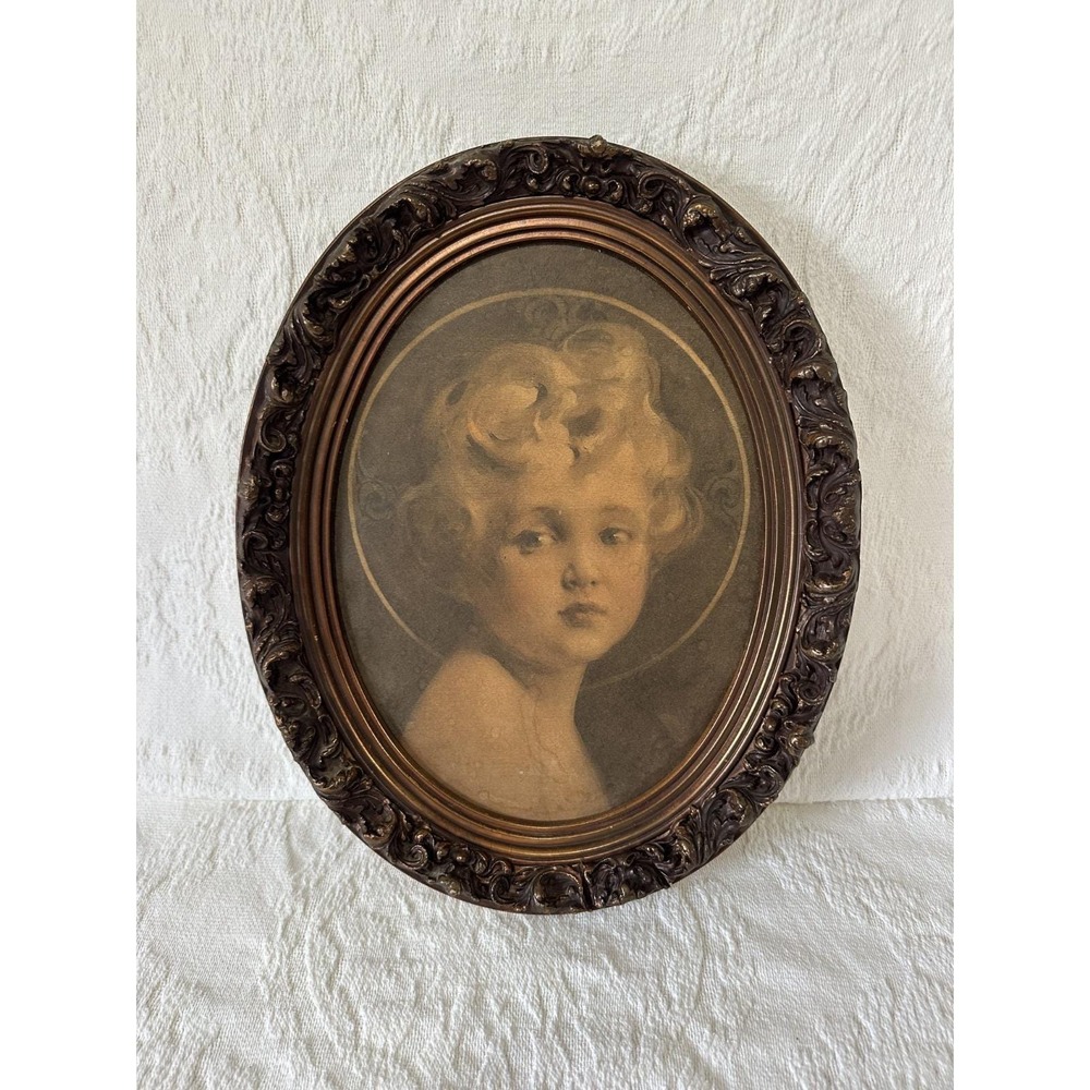 Antique Light Of The World Chambers Edward Christ Child Ornate Framed Print